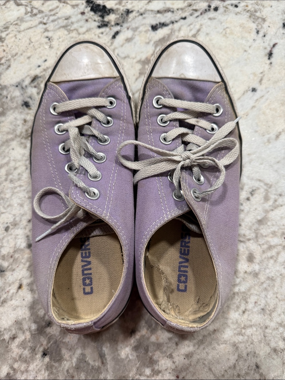 Converse Purple Low-Top Canvas Sneakers with Brown Soles
